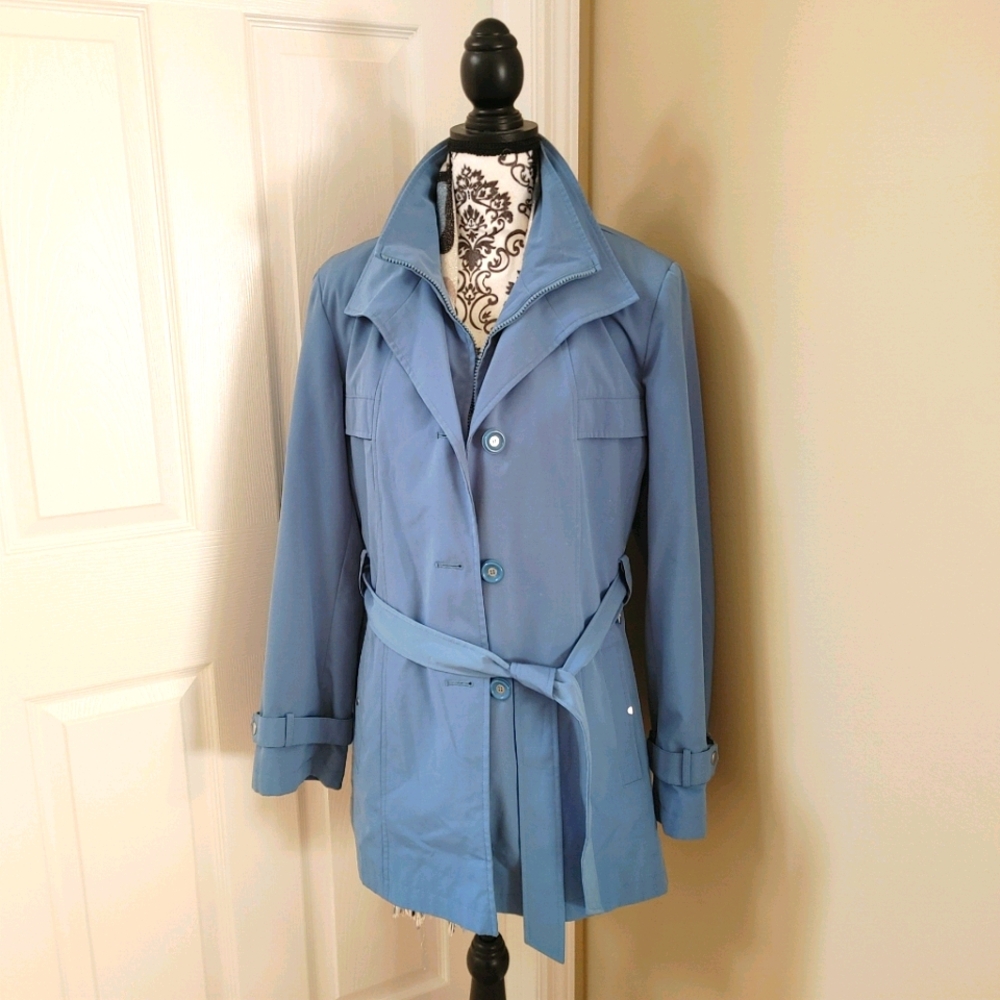 Gallery Blue Shirt Trench Coat